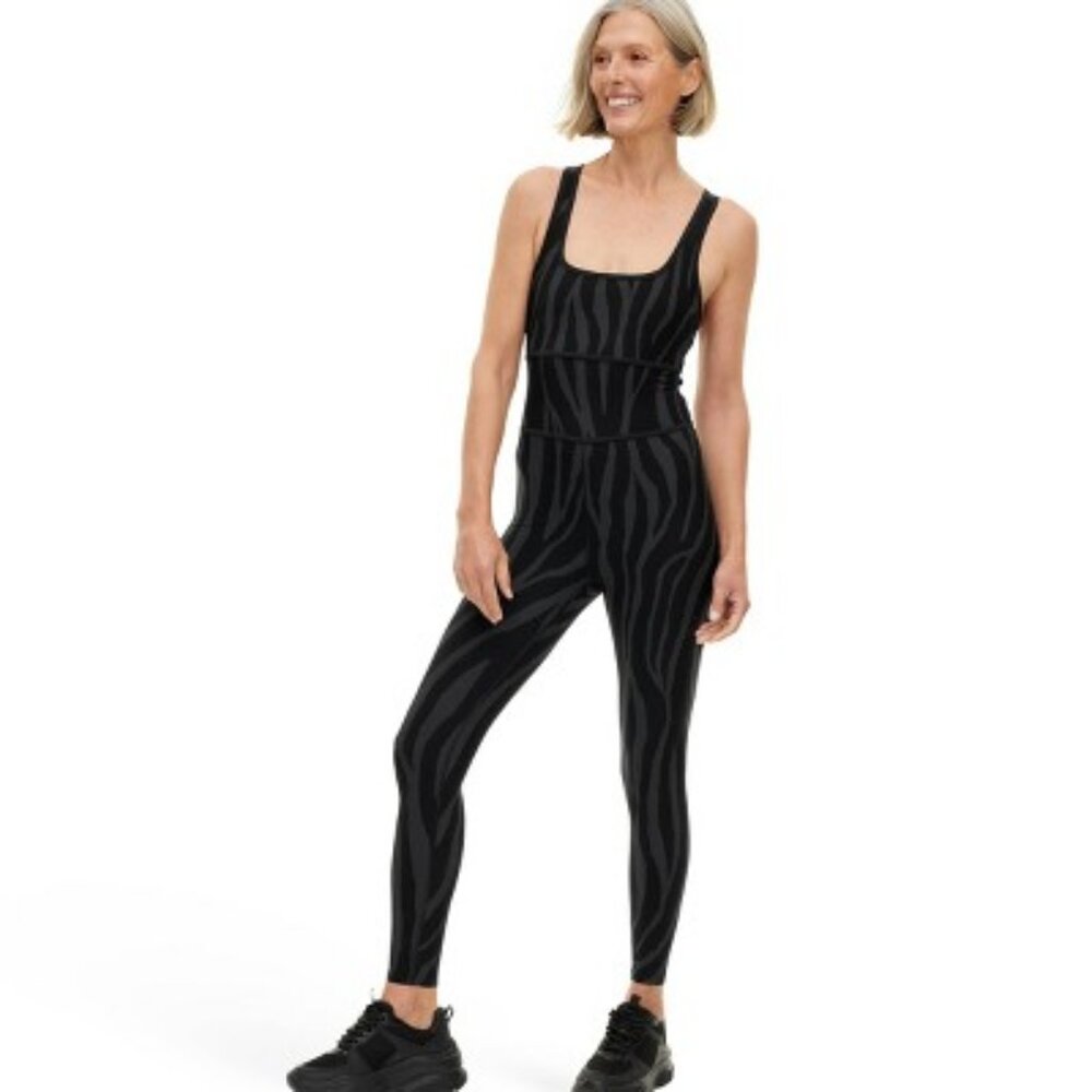 COPY - DVF/Target Racerback Tonal Zebra Full Length Bodysuit Workout One-Piece …